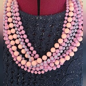 Pink and Purple Plastic Bead Necklaces